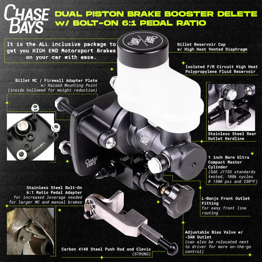 Chase Bays Dual Piston Brake Booster Delete with Bolt-On 6:1 Pedal Ratio | 1999 - 2006 BMW 3-Series E46 & 2003 - 2008 Z4 (CB-DBBE-E46)