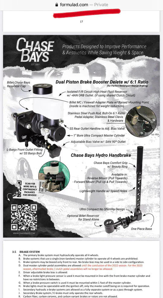 Chase Bays Dual Piston Brake Booster Delete with Bolt-On 6:1 Pedal Ratio | 1991 - 2005 Lexus IS300 / IS200 / GS300 / Aristo & 1989 - 1992 Toyota Cressida (CB-DBBE-MX)
