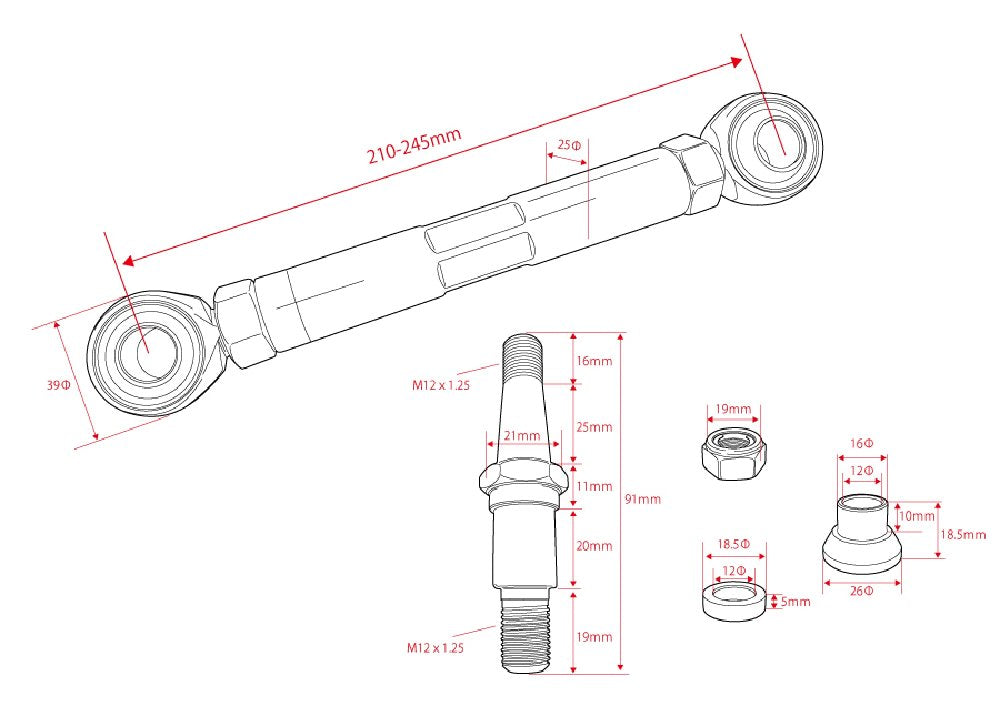 D-MAX D1SPEC Pillow Ball Rear Toe Control Arm