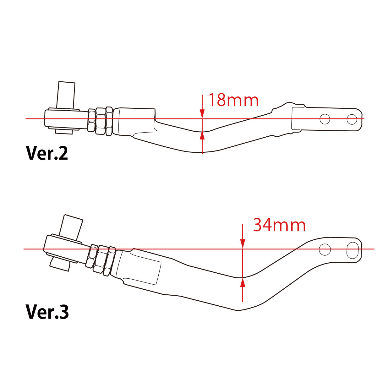 D-MAX D1SPEC Pillow Ball Tension Rod, Offset Type Ver.3