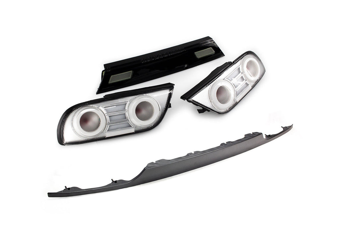 J-Replace - 180SX Type X Style Clear LED Tail Light Set with Lower Garnish - 240SX S13 89-94 Hatchback (OE-TAIL-180SX-FULL-CLEAR)