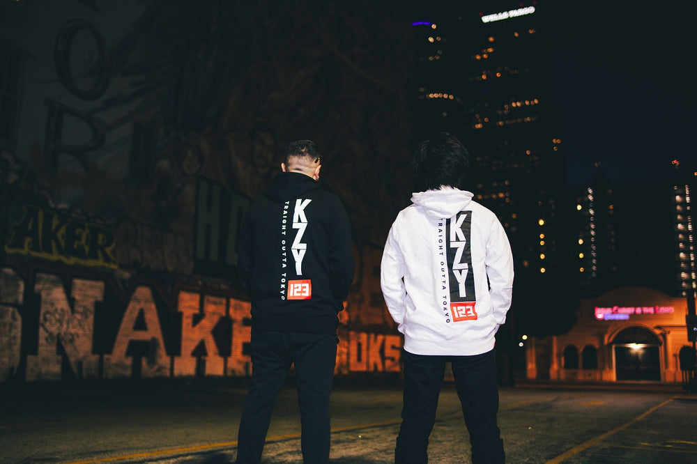 KZY123 heavyweight hoodies in black and white